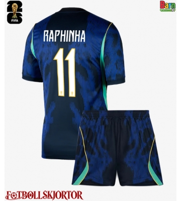 Brasilien Raphinha Belloli #11 Borta Kläder Barn VM 2026 Kortärmad (+ Korta byxor)